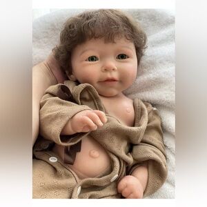 Aniiyy 18in Reborn Baby Doll Full Body Solid Silicone Soft Real Lifelike Boy